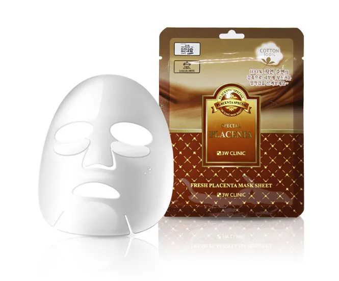 3W CLINIC НАБОР Тканевая маска для лица ПЛАЦЕНТА Fresh Placenta Mask Sheet