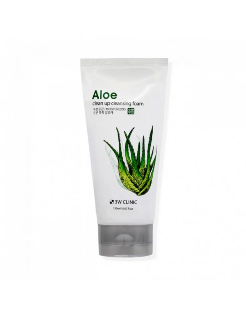 3W CLINIC Пенка для умывания АЛОЭ ALOE CLEAN UP CLEANSING FOAM