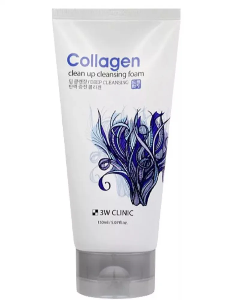 3W CLINIC Пенка для умывания КОЛЛАГЕН COLLAGEN CLEAN UP CLEANSING FOAM