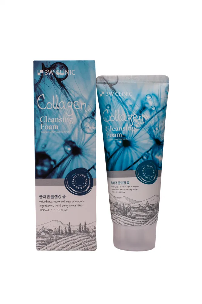 3W CLINIC Пенка для умывания КОЛЛАГЕН/НАТУРАЛЬНАЯ Collagen Foam Cleansing