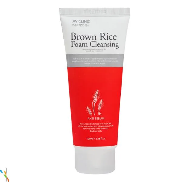 3W CLINIC Пенка для умывания КОРИЧНЕВЫЙ РИС Brown Rice Foam Cleansing