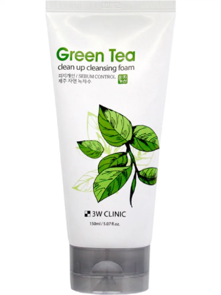 3W CLINIC Пенка для умывания ЗЕЛЕНЫЙ ЧАЙ GREEN TEA CLEAN UP CLEANSING FOAM
