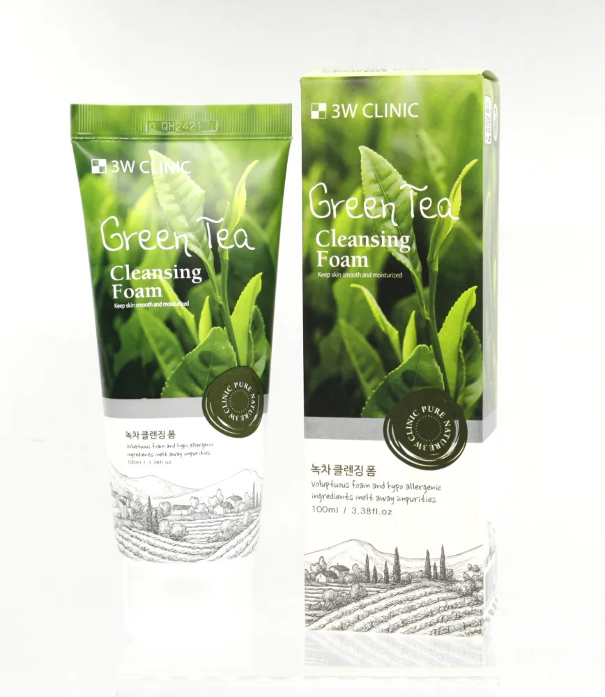 3W CLINIC Пенка для умывания ЗЕЛЕНЫЙ ЧАЙ/НАТУРАЛЬНАЯ Green Tea Foam Cleansing