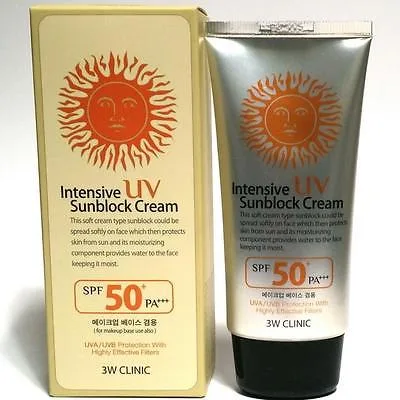 3W CLINIC Солнцезащитный крем Intensive UV Sun Block Cream SPF 50+ PA+++