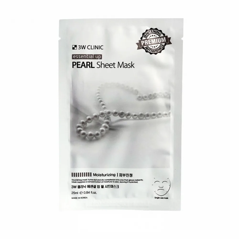 3W CLINIC Тканевя маска для лица ЖЕМЧУГ Essential Up Sheet Mask
