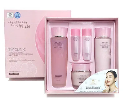 3W CLINIC УВЛАЖНЕНИЕ/НАБОР для лица Flower Effect Extra Moisturizing 3 Kit Set