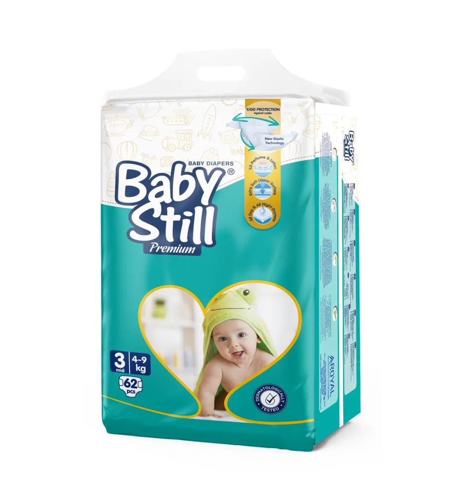 BABY STILL Подгузники детские МИДИ 4-9 кг (3) большая упаковка