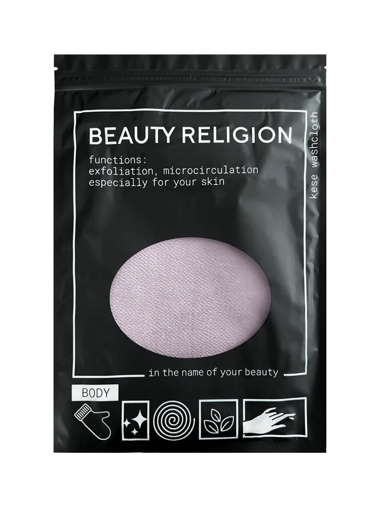 BEAUTY RELIGION Мочалка кесе для тела в форме рукавицы СВЕТЛО-ФИОЛЕТОВАЯ Kese Whashcloth Light Purple