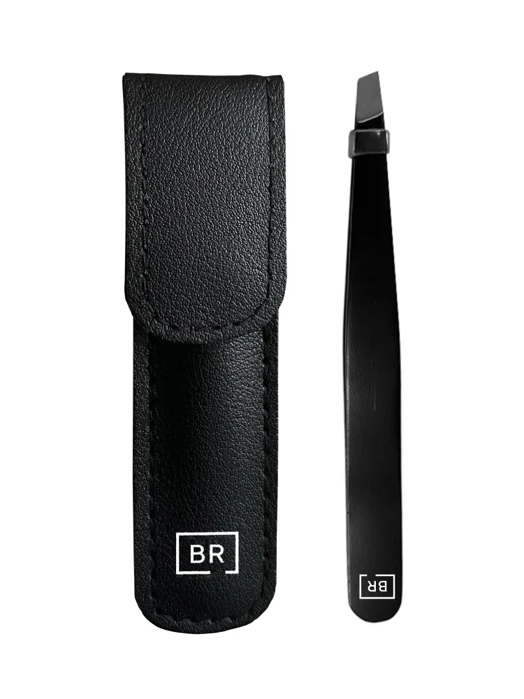 BEAUTY RELIGION Пинцет для бровей скошенный ЧЁРНЫЙ в чехле-брелоке Bevel-Edged Tweezers In Carrying Case Black