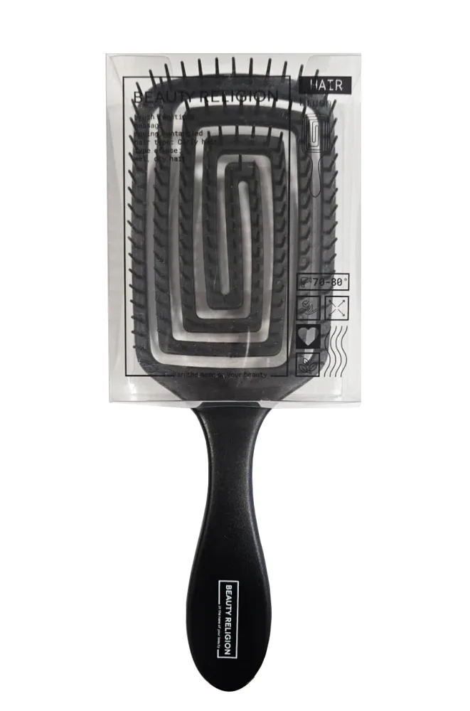 BEAUTY RELIGION Расческа для волос массажная/распутывающая ЧЁРНАЯ Massage Brush Black