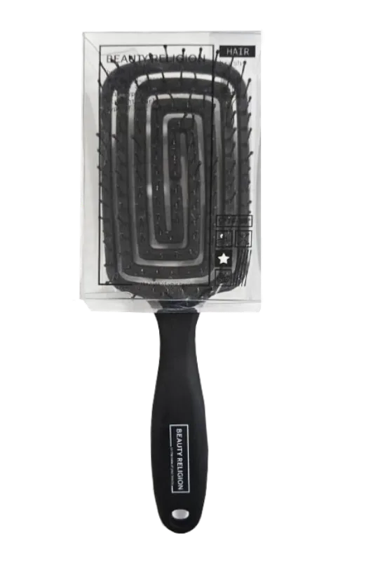 BEAUTY RELIGION Расческа для волос массажная/распутывающая ЧЁРНАЯ мини формат Massage Brush Mini Black