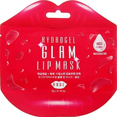 BEAUUGREEN Гидрогелевые патчи для губ РОЗА Hydrogel Glam Lip Mask Rose, 3 гр*1 шт