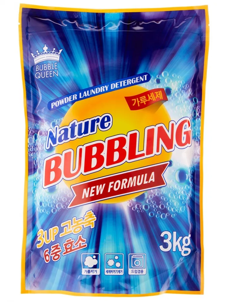 BUBBLE QUEEN Стиральный порошок, 3 кг Powder Laundry Detergent