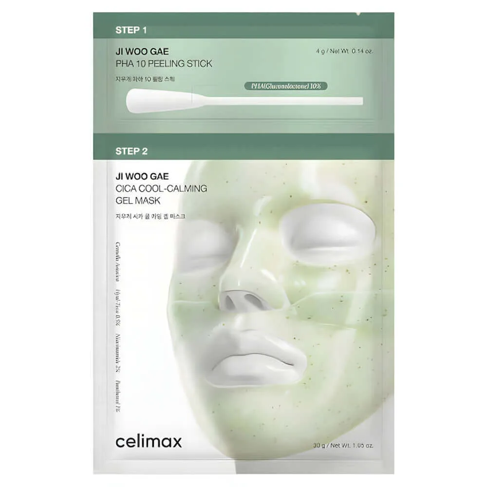 CELIMAX Двухступенчатый набор против воспалений Celimax Ji Woo Gae Cica PHA Peel 2-step Gel Mask
