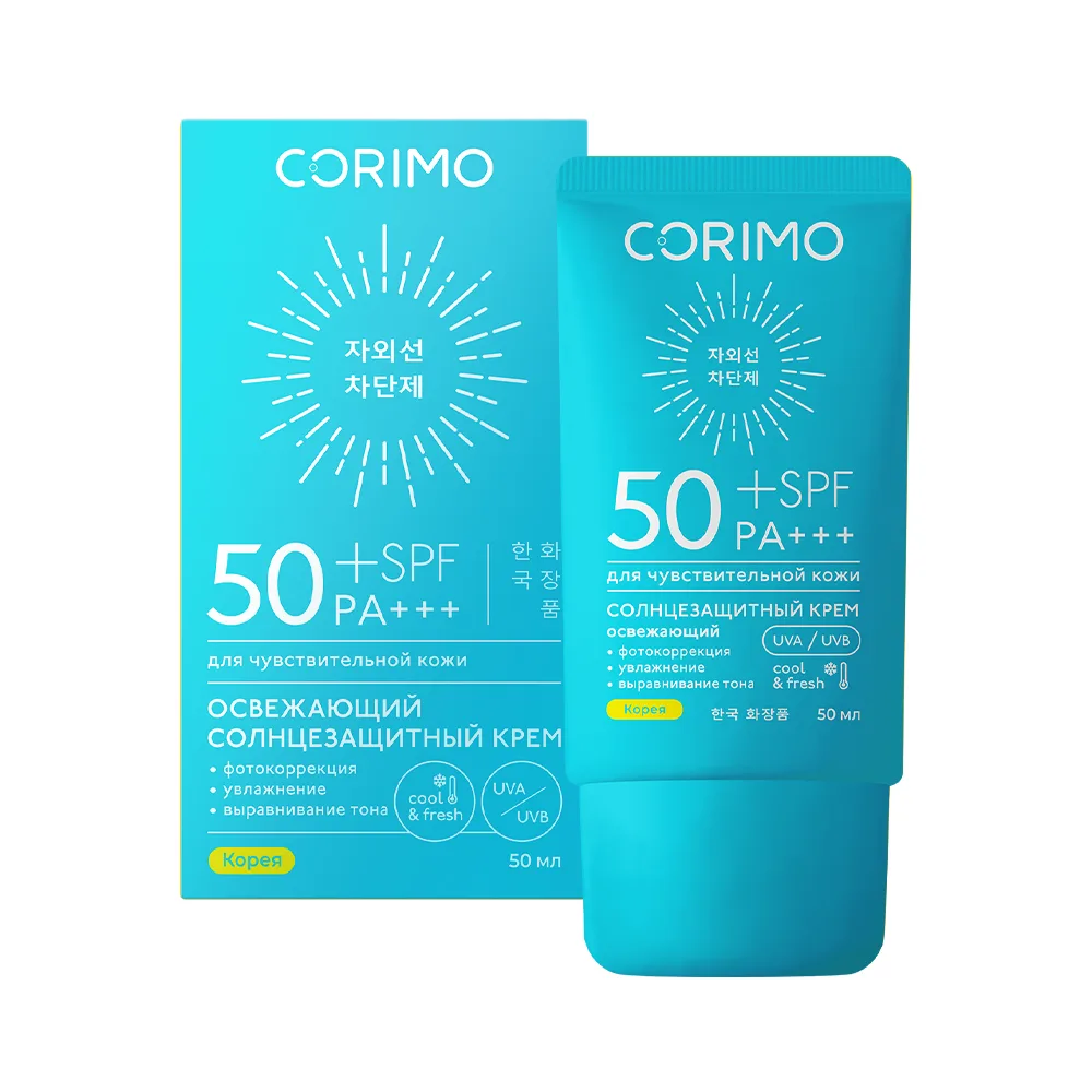 CORIMO Крем для лица и тела солнцезащитный АЛОЭ охлаждающий водостойкий SPF 50+ PA+++