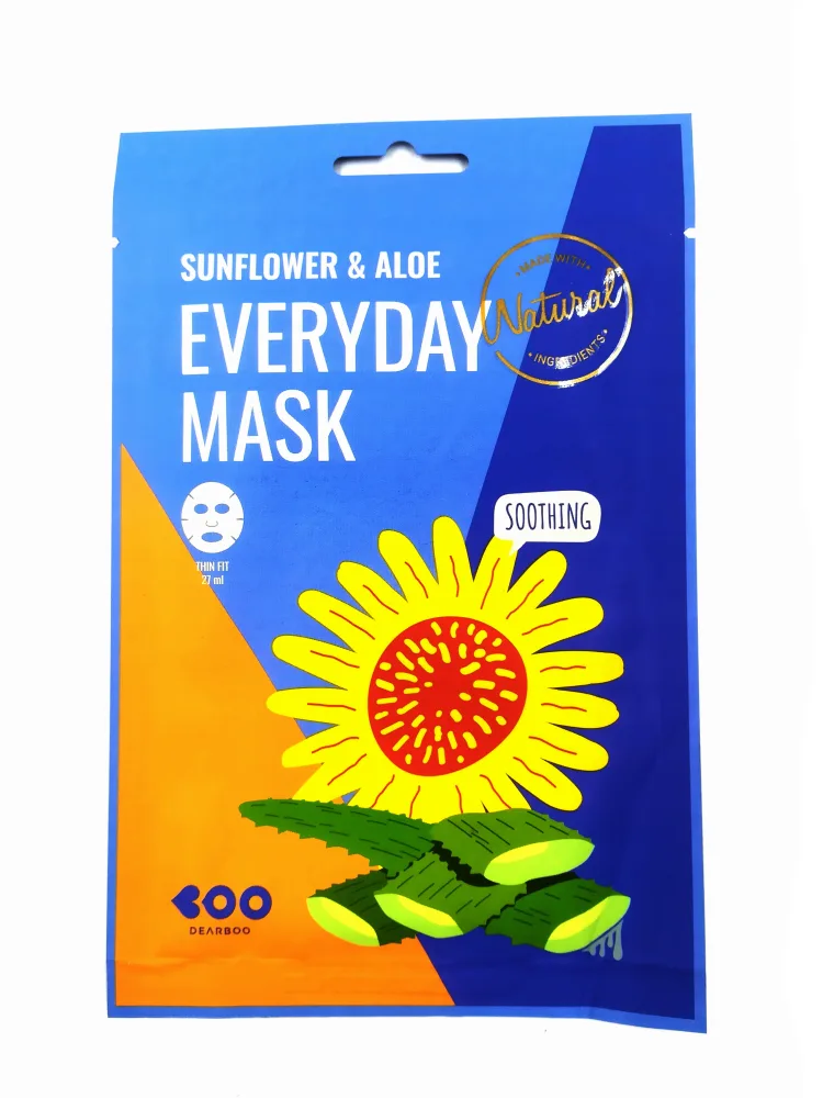 DEARBOO Маска для лица тканевая ЭКСТРАКТ ПОДСОЛНУХА И АЛОЭ Sunflower & Aloe Everyday