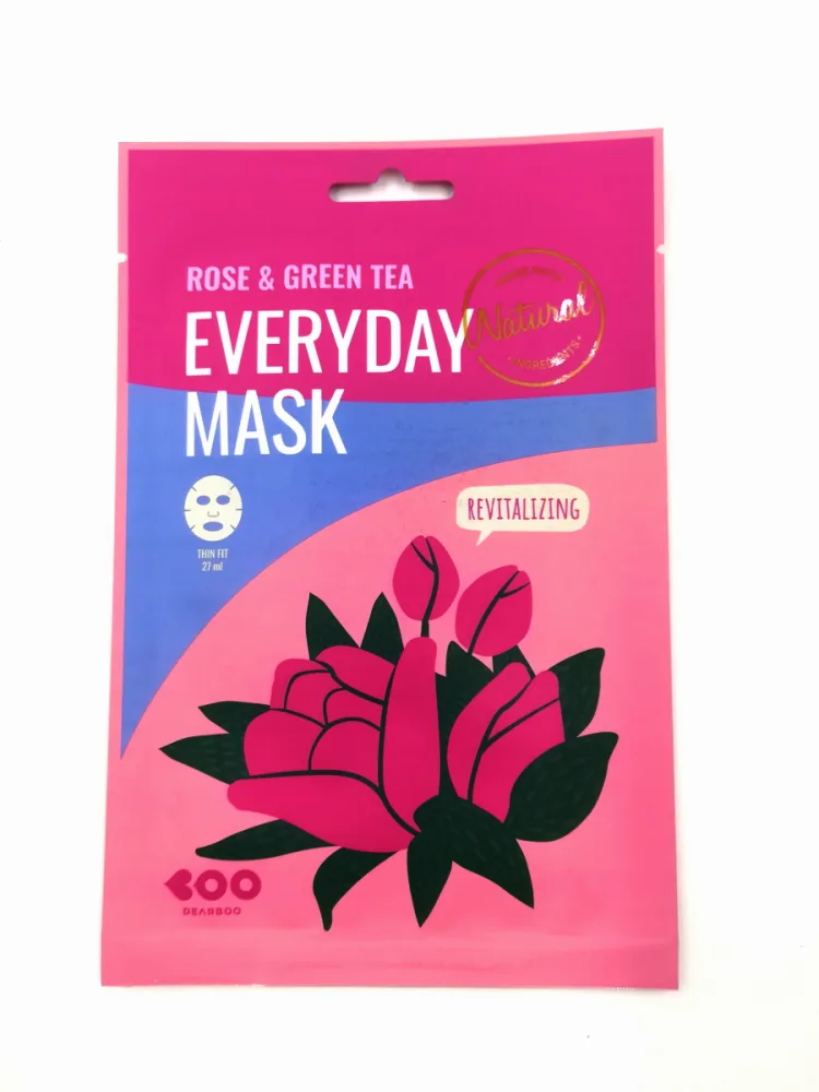 DEARBOO Маска для лица тканевая ЭКСТРАКТ РОЗЫ И ЗЕЛЕНОГО ЧАЯ Rose & Green Tea Everyday
