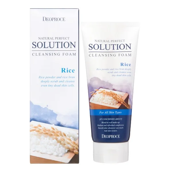DEOPROCE Пенка для глубокого очищения кожи РИСОВАЯ ПУДРА Natural Perfect Solution Cleansing Foam Deep Cleansing