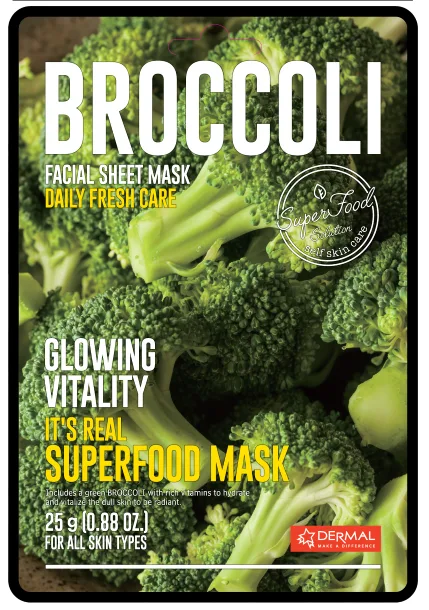 DERMAL Маска для лица тканевая БРОККОЛИ It's Real Superfood Mask BROCOLI