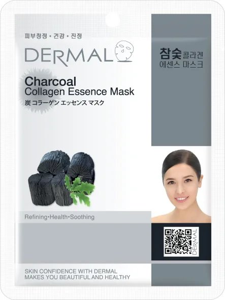 DERMAL Маска для лица тканевая КОЛЛАГЕН и ДРЕВЕСНЫЙ УГЛОЛЬ Charcoal Collagen Essence Mask Soothing