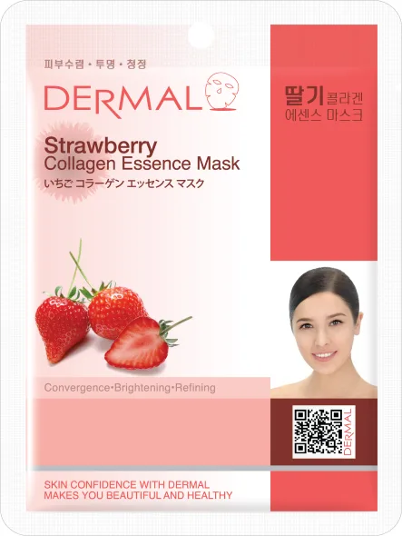 DERMAL Маска для лица тканевая КОЛЛАГЕН и КЛУБНИКА Strawberry Collagen Essence Mask Soothing