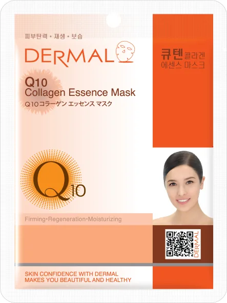 DERMAL Маска для лица тканевая КОЛЛАГЕН и КОЭНЗИМ Q10 антиоксидантная Collagen Essence Mask Wrinkle-care