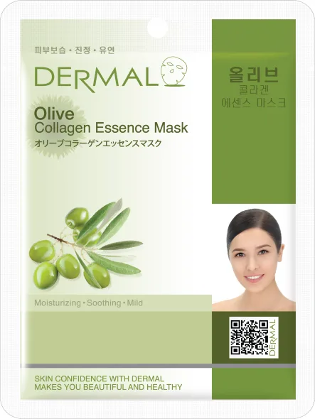 DERMAL Маска для лица тканевая КОЛЛАГЕН и ОЛИВА Olive Collagen Essence Mask Moisturizing