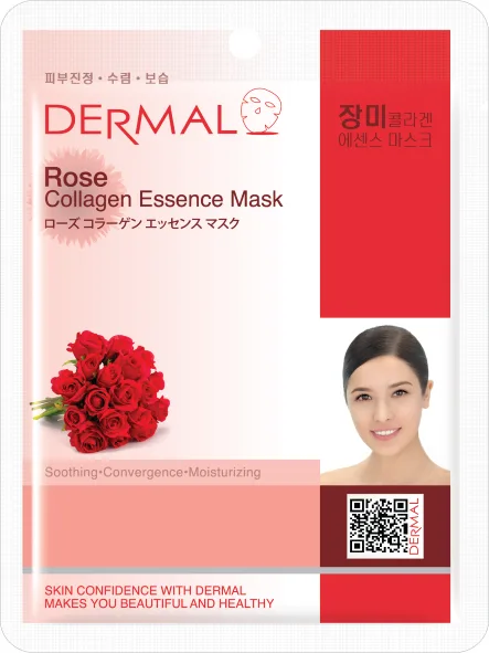 DERMAL Маска для лица тканевая КОЛЛАГЕН и РОЗА Rose Collagen Essence Mask Soothing