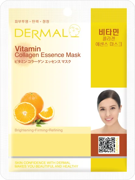 DERMAL Маска для лица тканевая КОЛЛАГЕН и ВИТАМИН С осветляющая Vitamin Collagen Essence Mask Moisturizing