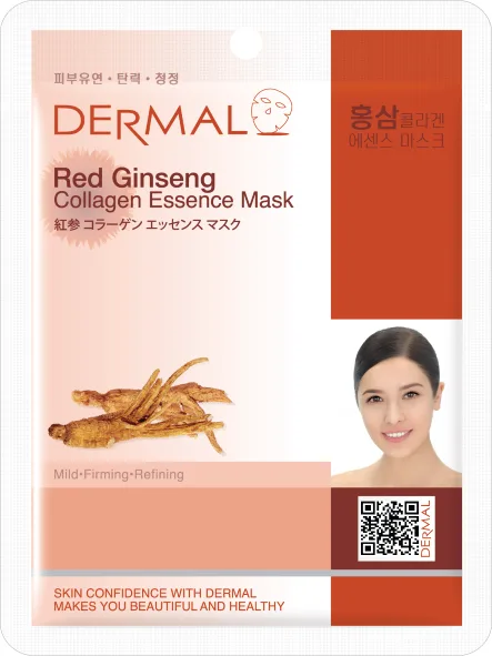 DERMAL Маска для лица тканевая КОЛЛАГЕН и ЖЕНЬШЕНЬ антивозрастная Red Ginseng Collagen Essence Mask Wrinkle-care