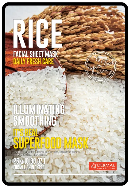 DERMAL Маска для лица тканевая РИС It's Real Superfood Mask RICE