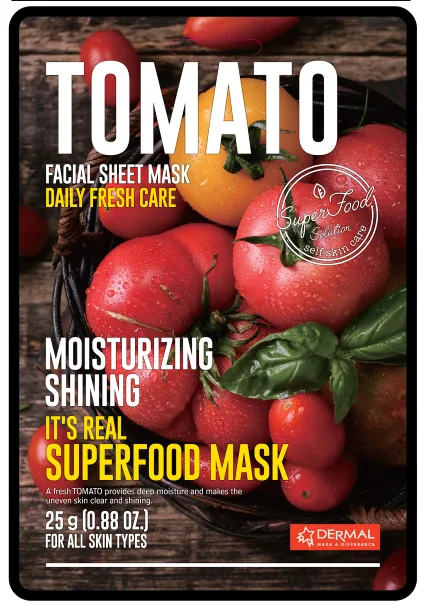 DERMAL Маска для лица тканевая ТОМАТ It's Real Superfood Mask TOMATO