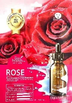 ECO BRANCH Маска для лица тканевая РОЗА ампульная Rose Ampoule Essence Sheet Mask