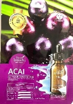 ECO BRANCH Маска для лица тканевая ЯГОДЫ АСАИ ампульная Acai Ampoule Essence sheet Mask