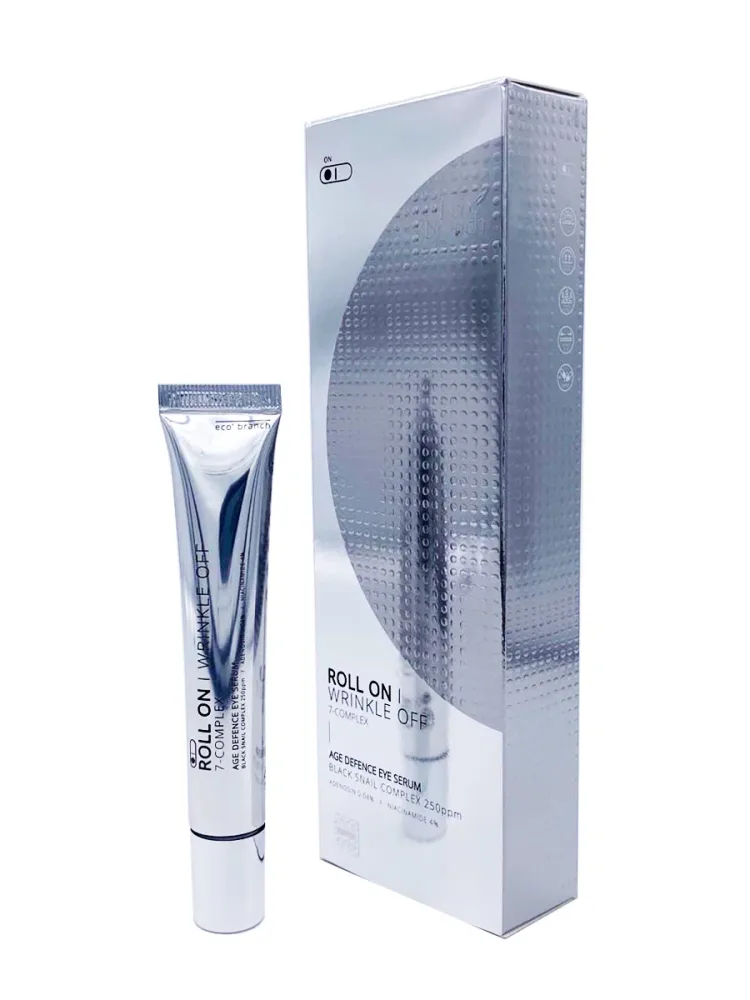 ECO BRANCH Сыворотка-роллер для кожи вокруг глаз МУЦИН УЛИТКИ Roll On Wrinkle Off 7-Complex Age Defence Eye Black Snail