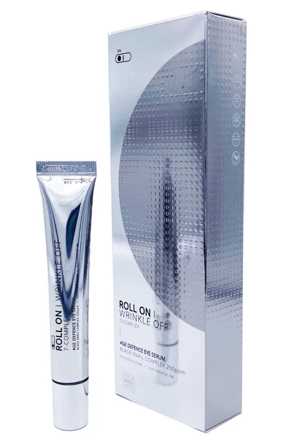 ECO BRANCH Сыворотка-роллер для кожи вокруг глаз МУЦИН УЛИТКИ Roll On Wrinkle Off 7-Complex Age Defence Eye Black Snail