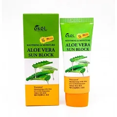 EKEL Крем солнцезащитный увлажняющий АЛОЕ ВЕРА Soothing & Moisture Aloe Vera Sun Block SPF 50/PA+++, 70 м