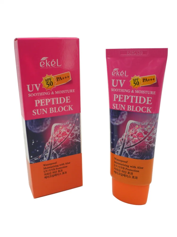 EKEL Крем солнцезащитный увлажняющий ПЕПТИДЫ Soothing & Moisture Peptide Sun Block SPF 50/PA+++