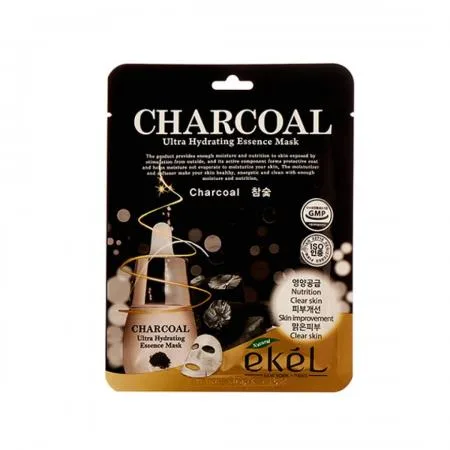EKEL Маска для лица тканевая ДРЕВЕСНЫЙ УГОЛЬ Charcoal Ultra Hydrating Essence Mask
