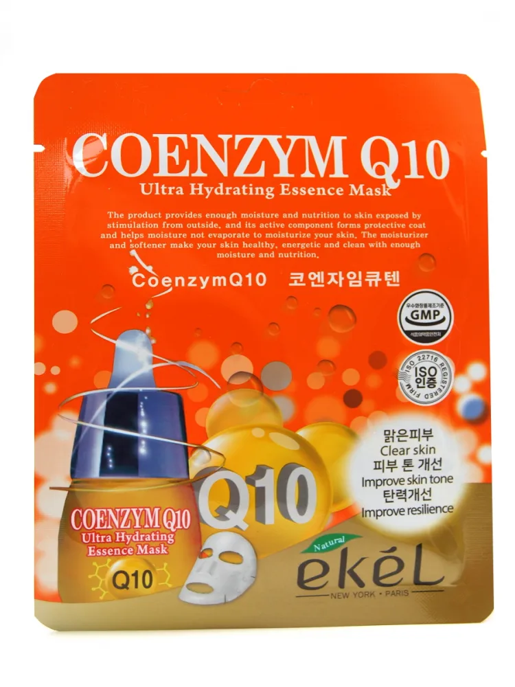 EKEL Маска для лица тканевая КОЭНЗИМ Q10 Coenzym Q10 Ultra Hydrating Essence Mask