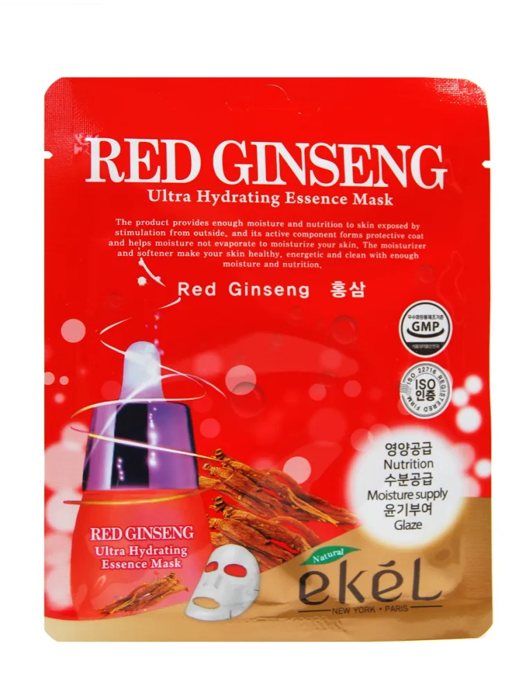 EKEL Маска для лица тканевая КРАСНЫЙ ЖЕНЬШЕНЬ Red Ginseng Ultra Hydrating Essence Mask