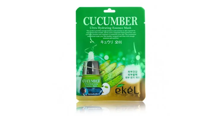 EKEL Маска для лица тканевая ОГУРЕЦ Cucumber Ultra Hydrating Essence Mask