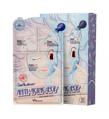 ELIZAVECCA НАБОР Тканевая маска для лица ТРЕХЭТАПНАЯ/ОМОЛАЖИВАЮЩАЯ Anti-Aging EGF Aqua Mask Pack