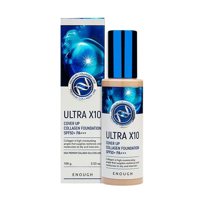 ENOUGH Тональный крем для лица КОЛЛАГЕН Ultra X10 Cover Up Collagen Foundation SPF50+ PA+++ (21)