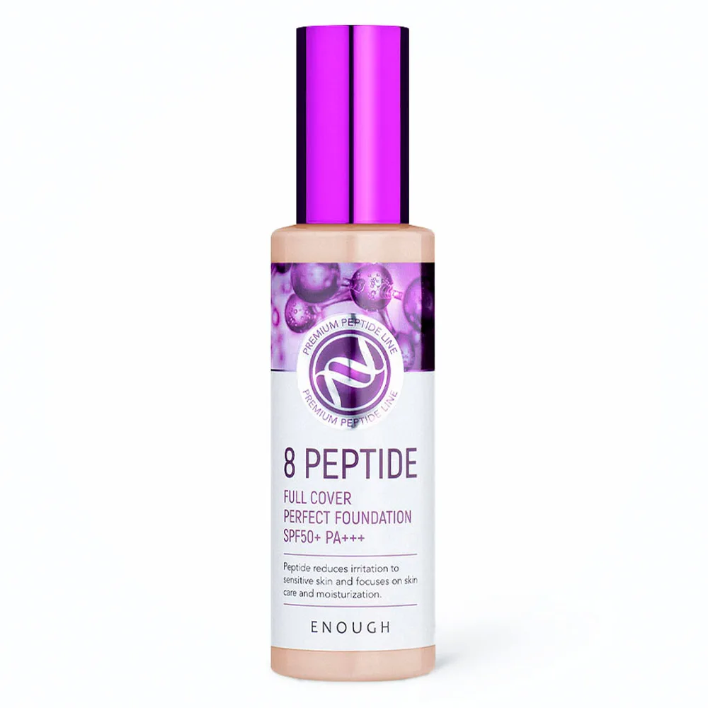 ENOUGH Тональный крем для лица КОМПЛЕКС 8 ПЕПТИДОВ Full Cover Perfect Foundation SPF50+ ТОН 21