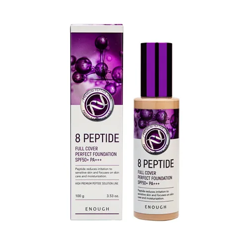 ENOUGH Тональный крем для лица ПЕПТИДЫ 8 Peptide Full Cover Perfect Foundation SPF50+ PA+++ (23)
