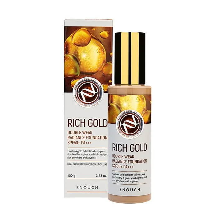 ENOUGH Тональный крем для лица ЗОЛОТО Rich Gold Double Wear Radiance Foundation SPF50+ PA+++ (23)