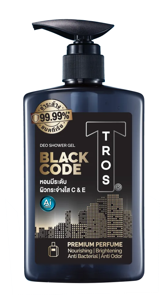 FINELINE Гель для душа мужской TROS BLACK CODE с пептидами (дезодорирующий эффект)