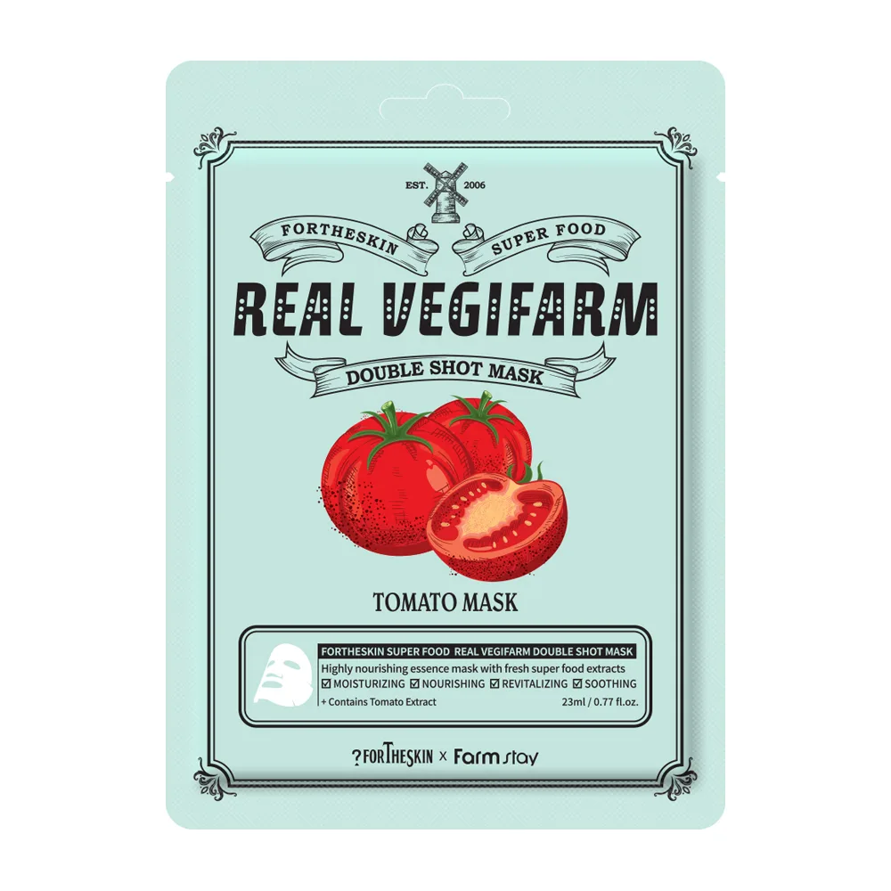 FORTHESKIN Маска для лица питательная отбеливающая ТОМАТ Super Food Real Vegifarm Double Shot Mask Tomato