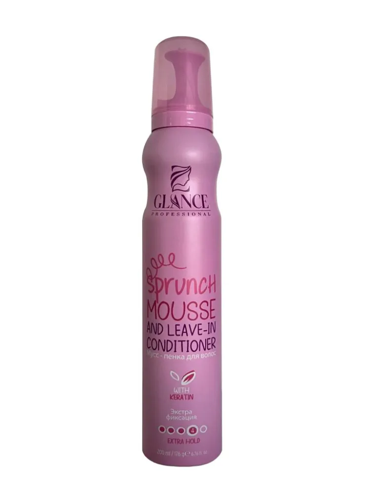 GLANCE Мусс-пенка для волос ЭКСТРА ФИКСАЦИЯ Keratin